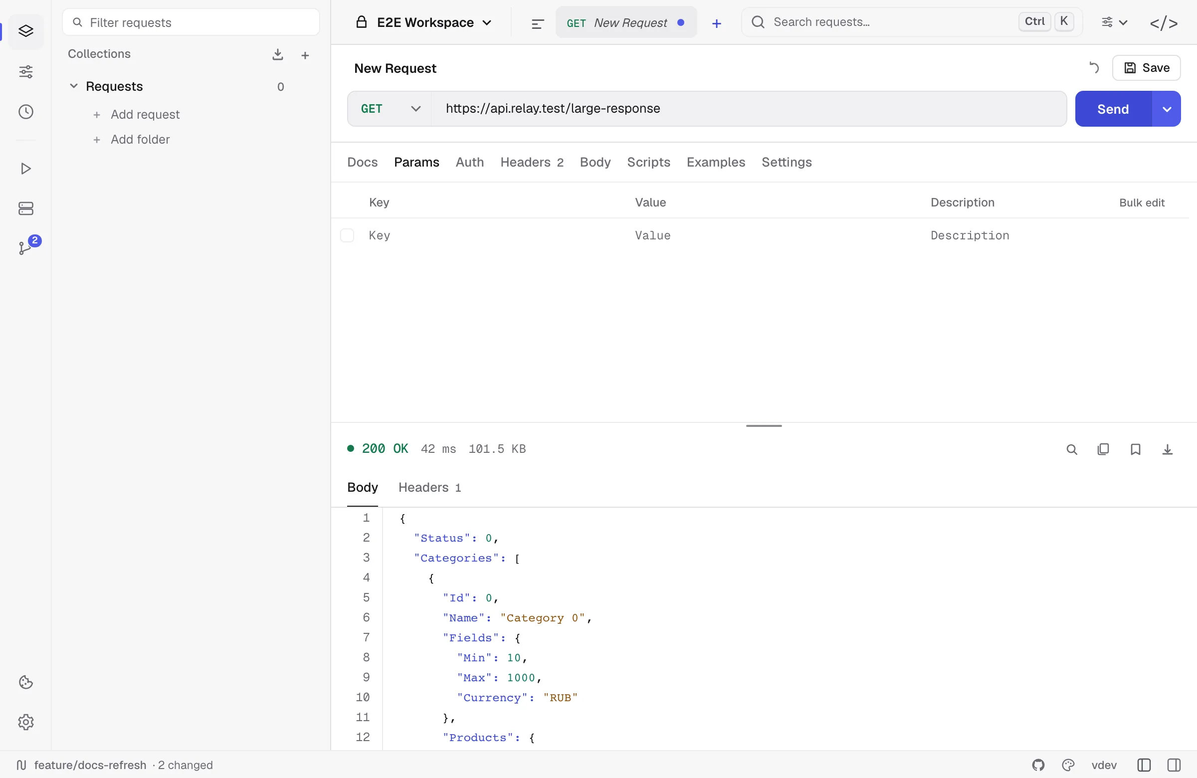 Large JSON response rendered with virtualization