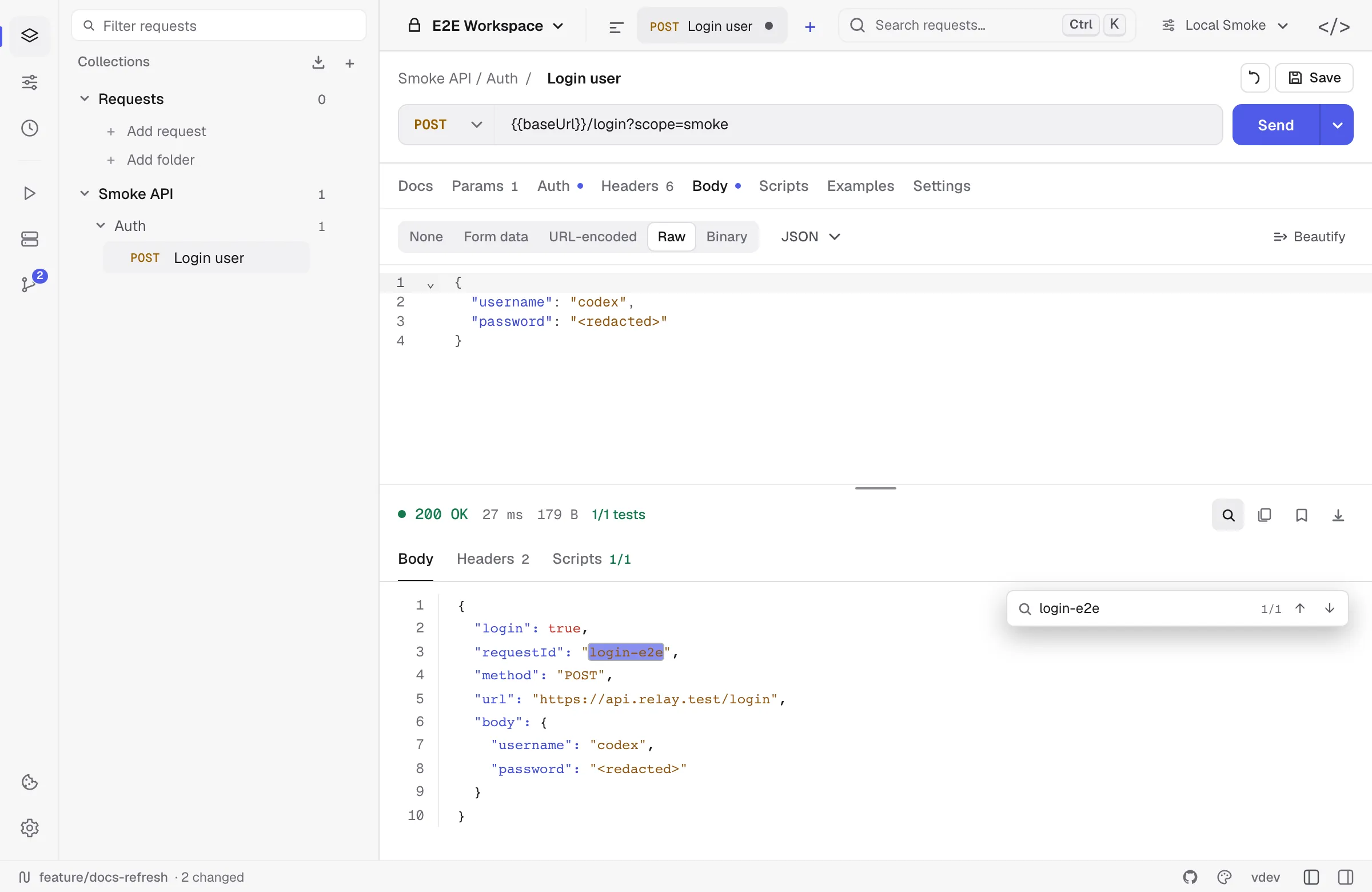 Response body search highlighting one match